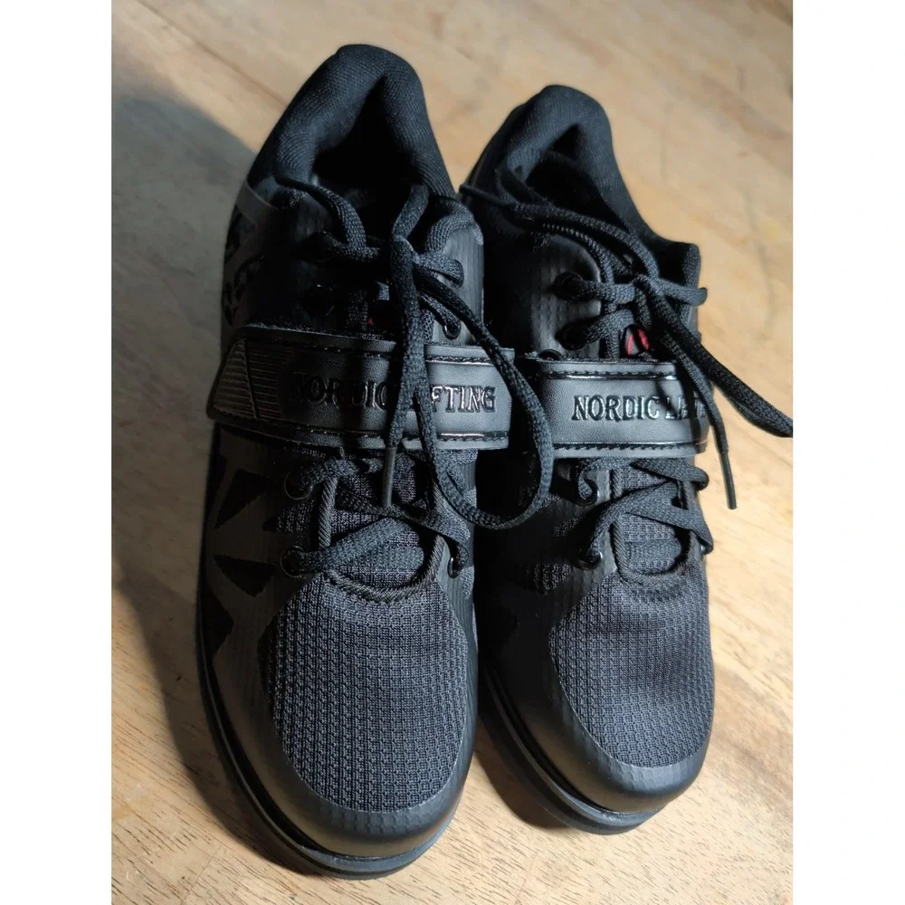 Nordic Lifting MEGIN Men's Black Powerlifting Shoes Weightlifting Size 8